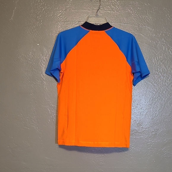 Lands' End Orange/Blue Colorblock Swimshirt XL Husky 14H-16H NWOT Rashguard - Picture 2 of 9